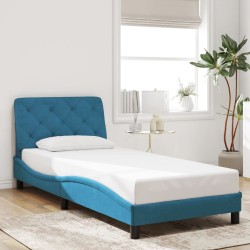 Cadre de lit sans matelas bleu 90x190 cm velours 