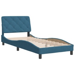 Cadre de lit sans matelas bleu 90x190 cm velours 