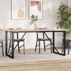Table à manger cadre en O 180x90x75 cm bois de pin massif acier 