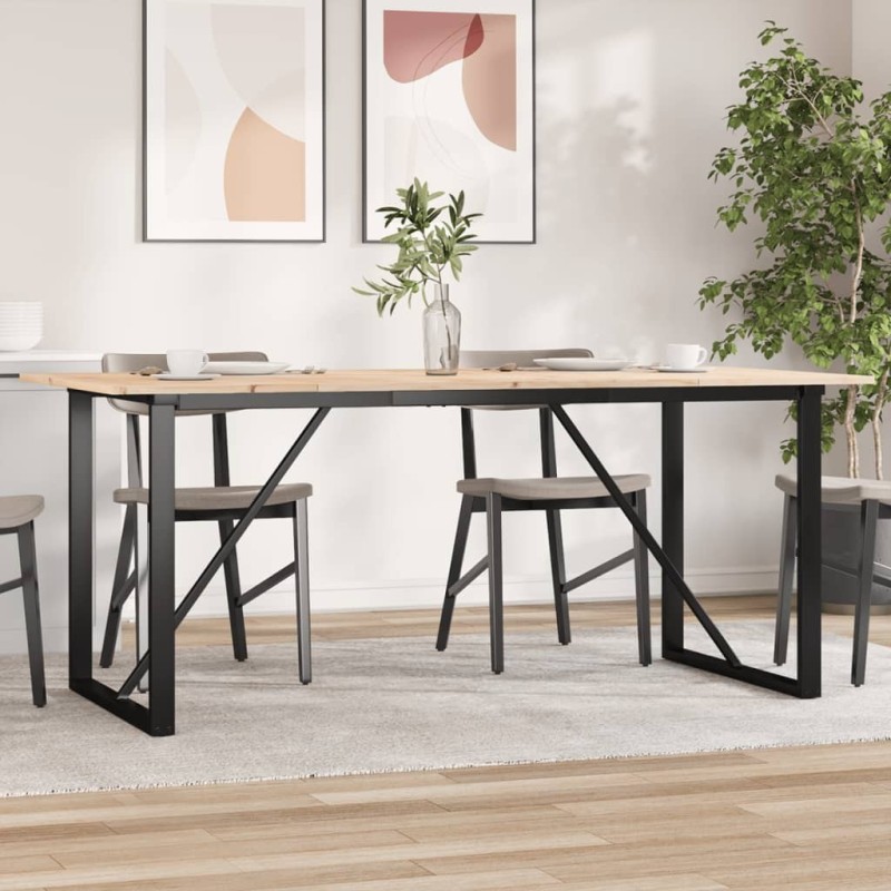 Table à manger cadre en O 180x90x75 cm bois de pin massif acier Table à manger cadre en O 180x90x75 cm bois de pin massif acier