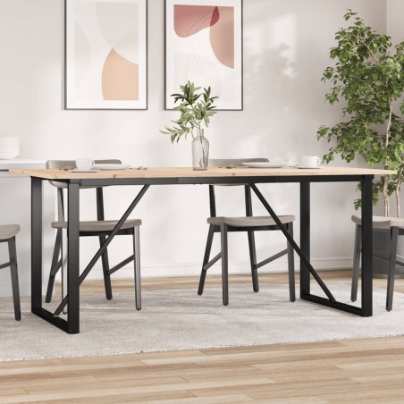 Table à manger cadre en O 180x90x75 cm bois de pin massif acier 