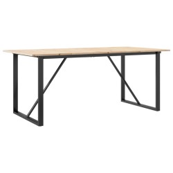 Table à manger cadre en O 180x90x75 cm bois de pin massif acier 