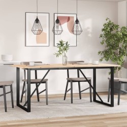 Table à manger cadre en O 180x90x75 cm bois de pin massif acier 