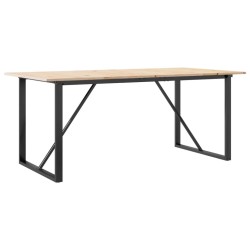 Table à manger cadre en O 180x90x75 cm bois de pin massif acier 