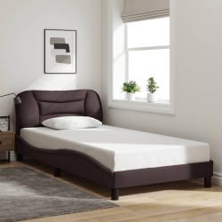 Cadre de lit sans matelas marron foncé 100x200 cm tissu 