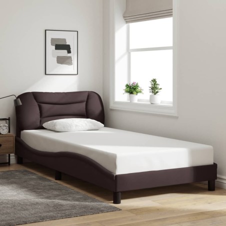 Cadre de lit sans matelas marron foncé 100x200 cm tissu 