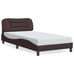 Cadre de lit sans matelas marron foncé 100x200 cm tissu 