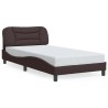 Cadre de lit sans matelas marron foncé 100x200 cm tissu 