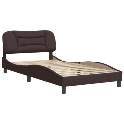 Cadre de lit sans matelas marron foncé 100x200 cm tissu 