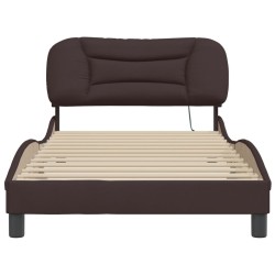 Cadre de lit sans matelas marron foncé 100x200 cm tissu 
