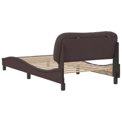 Cadre de lit sans matelas marron foncé 100x200 cm tissu 