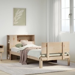 Lit bibliothèque sans matelas 90x200 cm bois de pin massif 