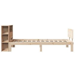 Lit bibliothèque sans matelas 90x200 cm bois de pin massif 