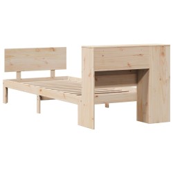 Lit bibliothèque sans matelas 90x200 cm bois de pin massif 