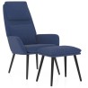 Chaise de relaxation avec tabouret Bleu Tissu 