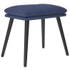 Chaise de relaxation avec tabouret Bleu Tissu 
