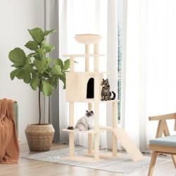 Arbre à chat avec griffoirs en sisal Crème 166 cm 