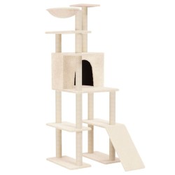 Arbre à chat avec griffoirs en sisal Crème 166 cm 