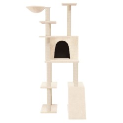 Arbre à chat avec griffoirs en sisal Crème 166 cm 