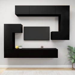 Ensemble de meubles TV 8 pcs Noir Bois d'ingénierie 