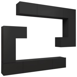 Ensemble de meubles TV 8 pcs Noir Bois d'ingénierie 