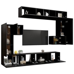 Ensemble de meubles TV 8 pcs Noir Bois d'ingénierie 