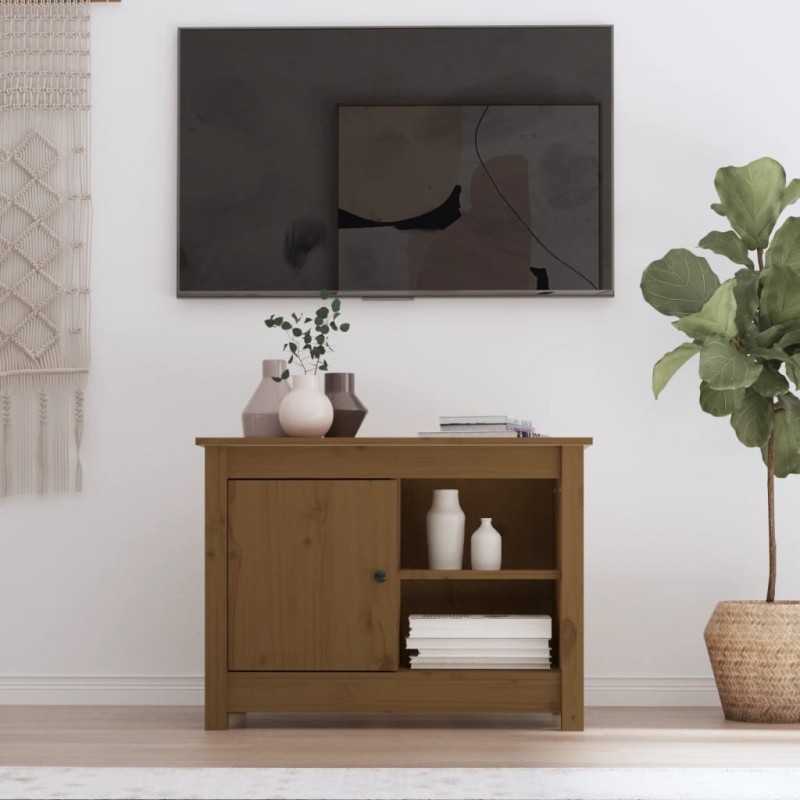 Meuble TV Marron miel 70x36,5x52 cm Bois de pin massif Meuble TV Marron miel 70x36,5x52 cm Bois de pin massif