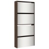 Armoire à chaussures miroir 4 niveaux chêne marron 63x17x134 cm 