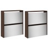 Armoire à chaussures miroir 4 niveaux chêne marron 63x17x134 cm 