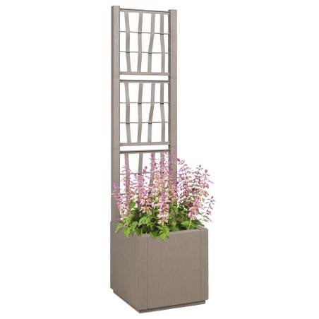 Jardinièreavec treillis marron clair 36x36x140 cm en PP 