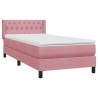 Sommier à lattes de lit avec matelas rose 100x220 cm velours 