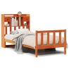 Lit bibliothèque sans matelas cire marron 75x190 cm pin massif 