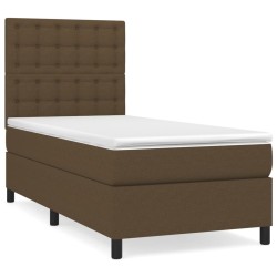 Sommier à lattes de lit avec matelas Marron foncé 100x200 cm 