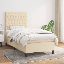 Sommier à lattes de lit avec matelas Crème 90x200 cm Tissu 