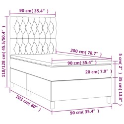 Sommier à lattes de lit avec matelas Crème 90x200 cm Tissu 