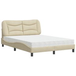 Lit avec matelas crème 120x200 cm tissu 