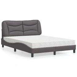 Lit avec matelas gris 120x200 cm similicuir 