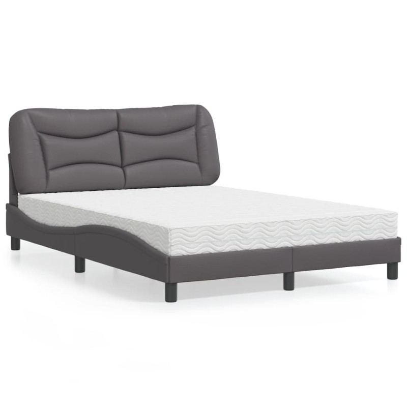 Lit avec matelas gris 120x200 cm similicuir 