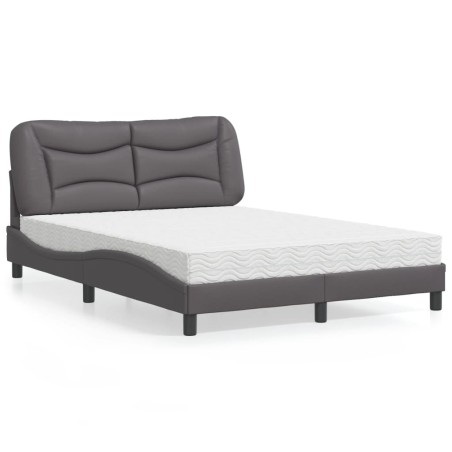 Lit avec matelas gris 120x200 cm similicuir 