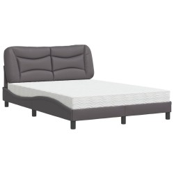 Lit avec matelas gris 120x200 cm similicuir 