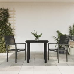Ensemble à manger de jardin 3 pcs noir textilène et acier 