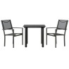 Ensemble à manger de jardin 3 pcs noir textilène et acier 