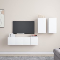 Ensemble de meubles TV 4 pcs Blanc Bois d'ingénierie 