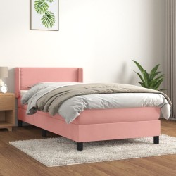 Sommier à lattes de lit avec matelas Rose 90x190 cm Velours 