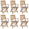 Chaises pliables de jardin lot de 6 avec coussins Bois d'acacia 