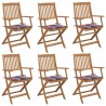 Chaises pliables de jardin lot de 6 avec coussins Bois d'acacia 