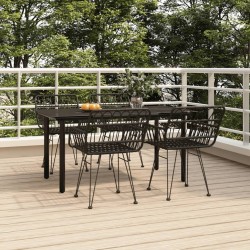 Ensemble à manger de jardin 5 pcs Noir Résine tressée 