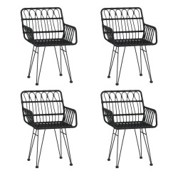 Ensemble à manger de jardin 5 pcs Noir Résine tressée 