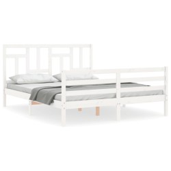Cadre de lit sans matelas blanc bois de pin massif 