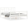 Cadre de lit sans matelas blanc bois de pin massif 